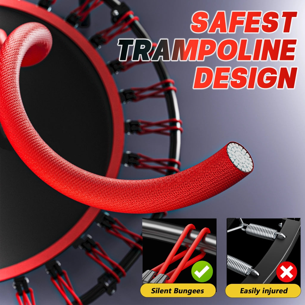 TRAMPOLINO Fitness pieghevole 101 cm con maniglia in acciaio nero