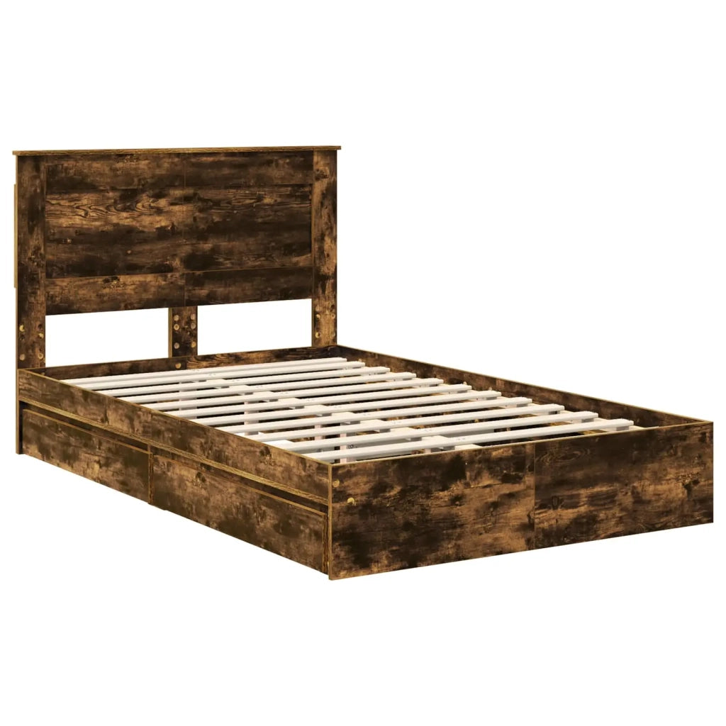Letto con Contenitore con testiera Rovere fumé 135 x 190 cm