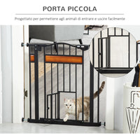Cancelletto Sicurezza Regolabile per Cani 74-80 cm con Chiusura Automatica Nero