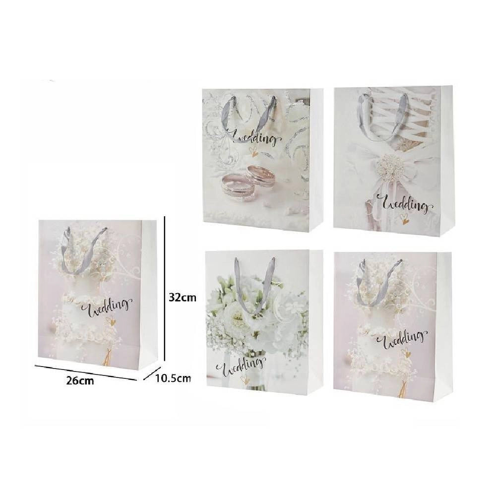 Trade Shop - Set 3 Buste Busta Regalo 26x32x10.5cm Scritta Wedding Per Nozze Matrimonio 67743 -
