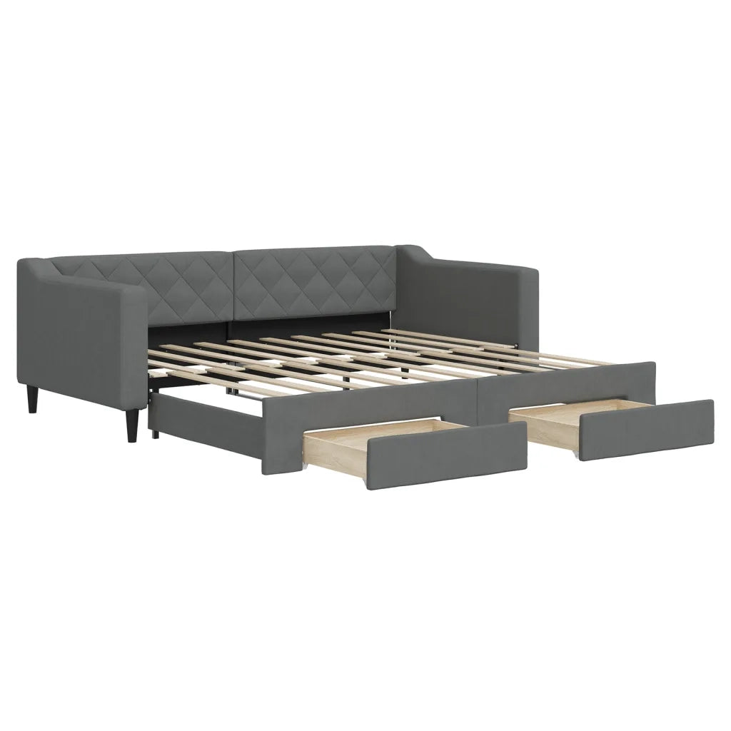 Divano Letto Estraibile Cassetti Grigio Scuro 90x190cm Tessutocod mxl 92999