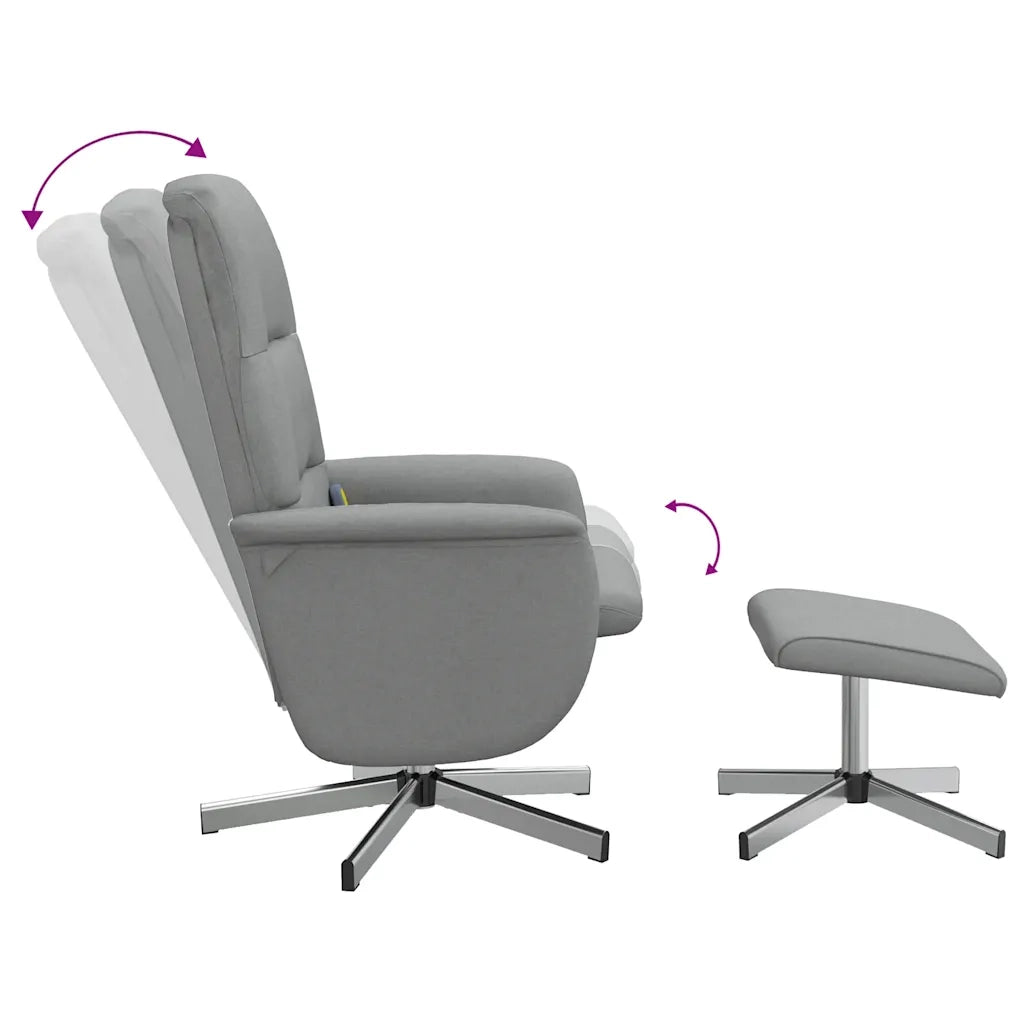 Poltrona | Sedia Relax Reclinante Massaggio Poggiapiedi Grigio Chiaro Tessuto