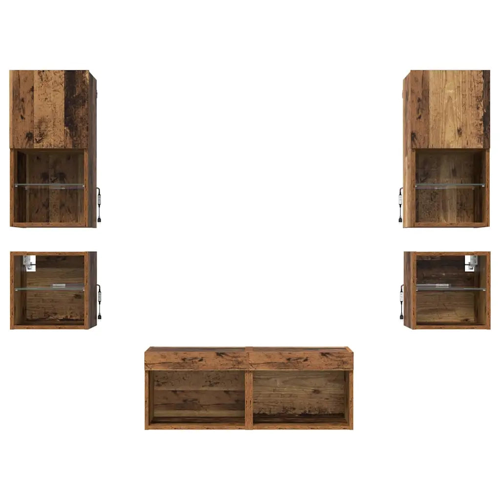 Unit¨¤ per TV a Muro 8 pz | Armadietto TV | Mobile Porta TV Legno vecchio Legno multistrato