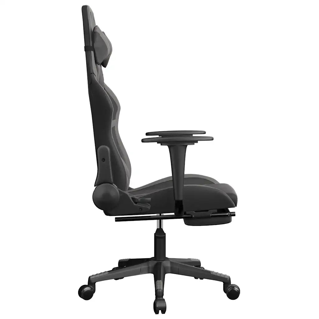 Sedia da Gaming | Sedia da e-sports Massaggio Poggiapiedi Nero e Grigio Similpelle