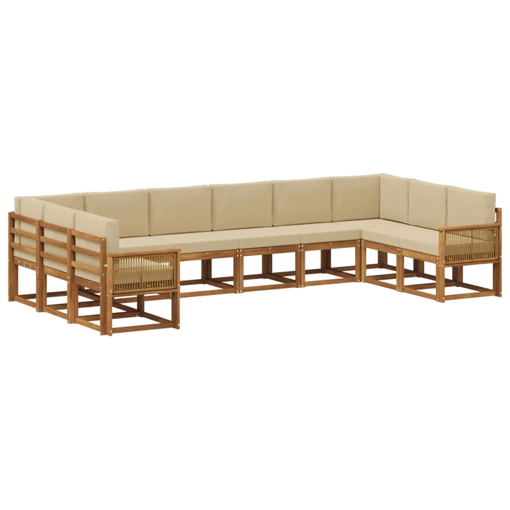 Set di divani da esterno 10 pz Naturale e Beige 3385579