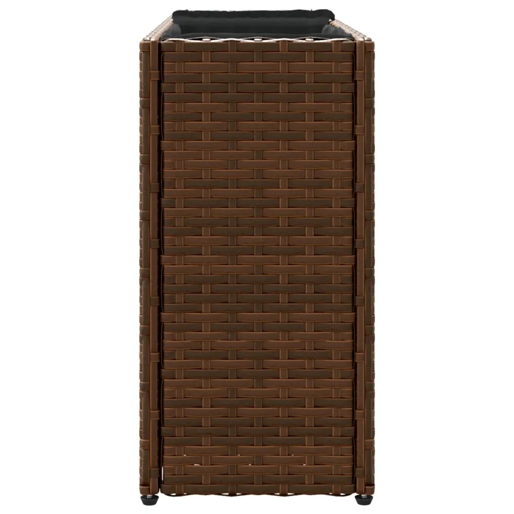 Fioriera con 2 Vasi Marrone 90x20x40 cm in Polyrattan