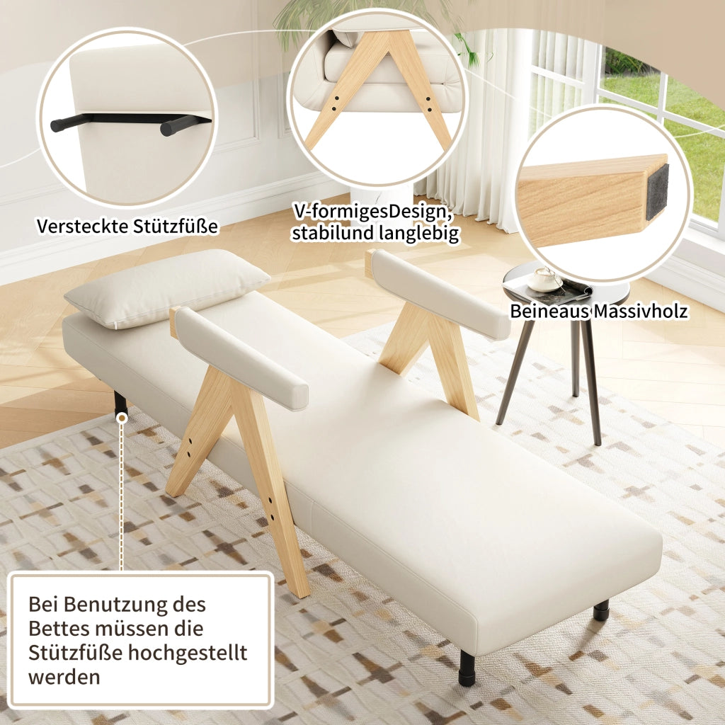 POLTRONA 3 in 1 reclinabile 87x64x60 cm in lino beige con cuscino
