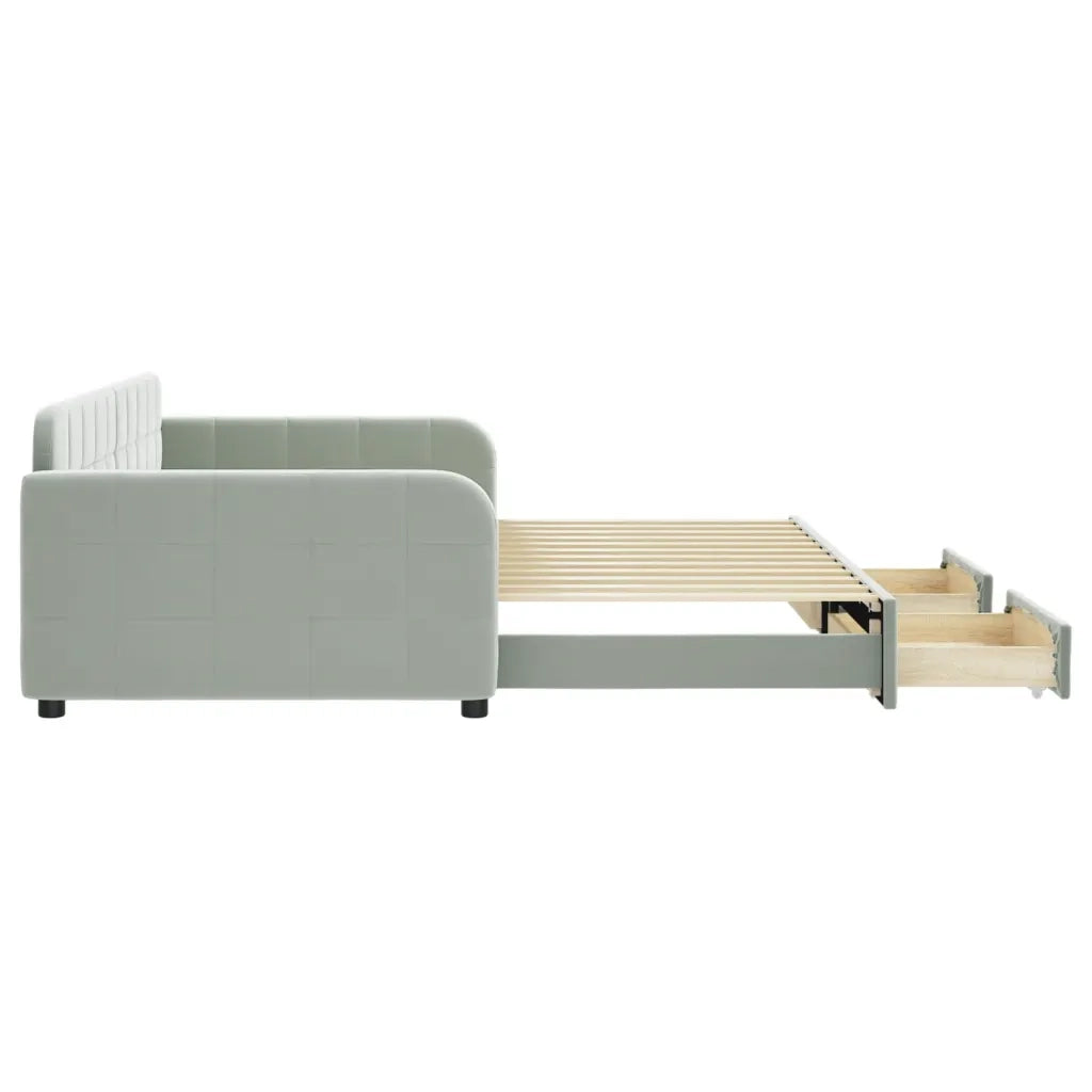 Divano Letto Estraibile Cassetti Grigio Chiaro 100x200 Velluto 3196984