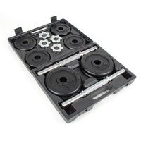 LUXTRI Set di manubri 20 kg con valigetta, 8 dischi in ghisa 2 manubri filettati - Chiusura a stella