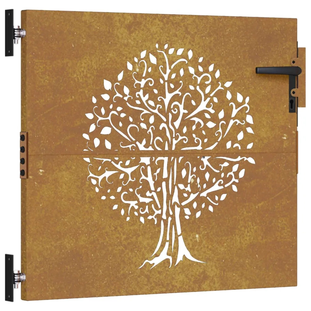 Cancello da giardino 85x75 cm in acciaio Corten con design ad albero 153208