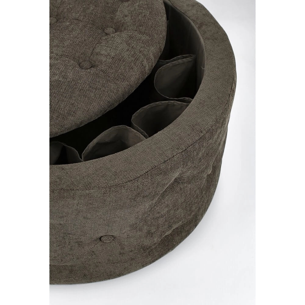 Pouf Rotondo Contenitore Porta Scarpe Trapuntato in Tessuto - LEE