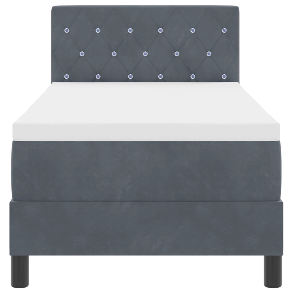 Letto Box Spring con Materasso e LED Grigio Scuro 80x200 cm Velluto
