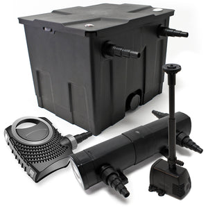 Set: Filtro bio per laghetto 12000l Chiarificatore UVC 18W Pompa 80W Pompa fontana