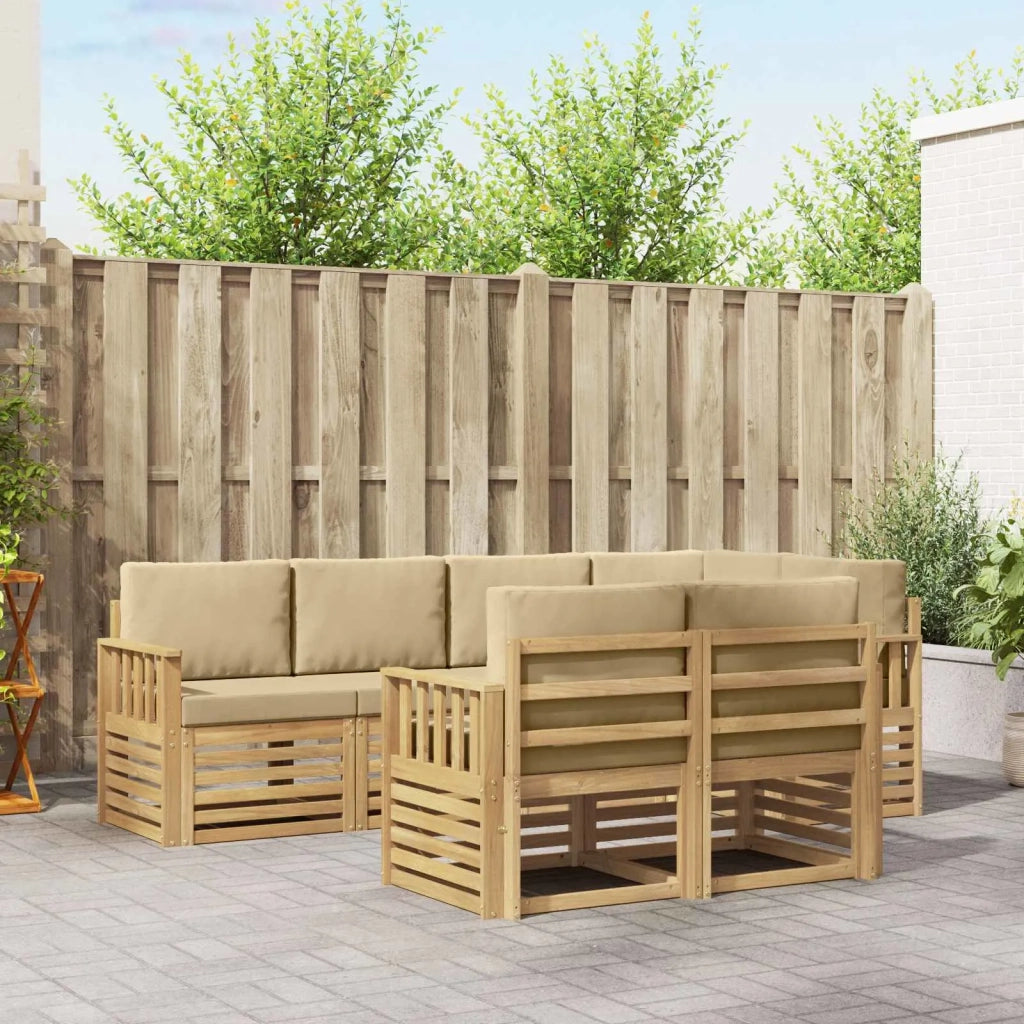 Set di divani da esterno 7 pcs Bianco e Beige