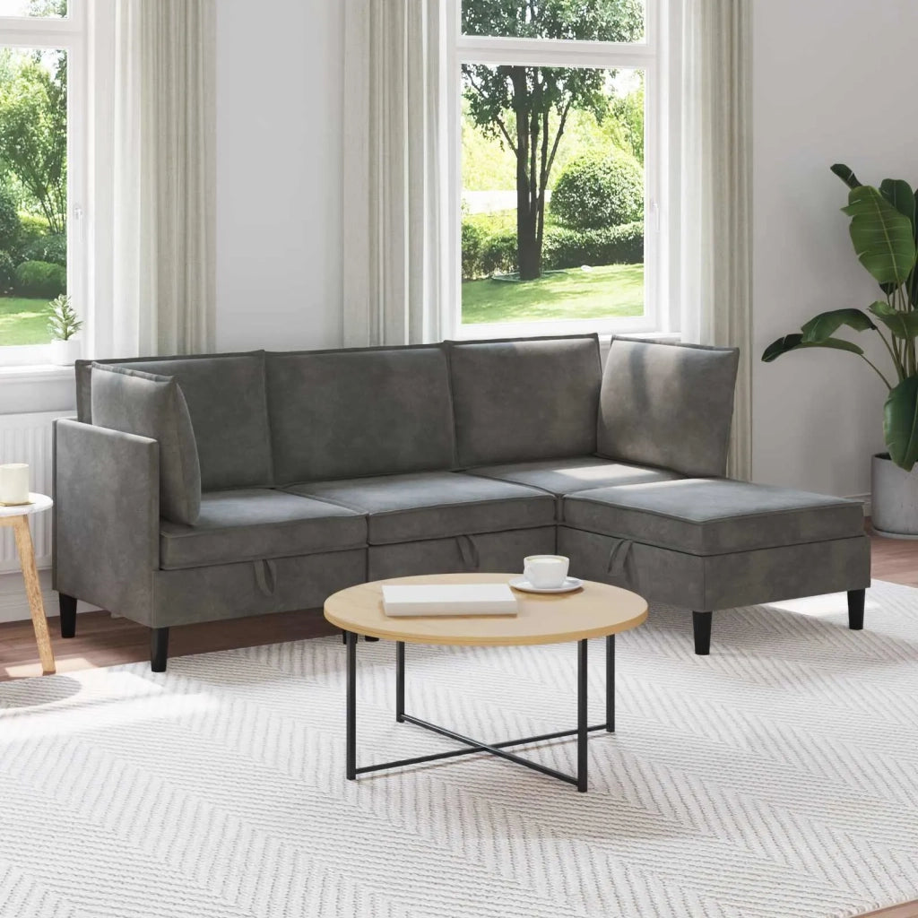 Set di mobili per il soggiorno 4 pcs Grigio Scuro Velluto 3413735