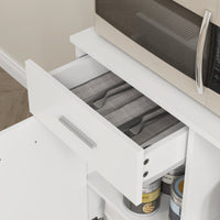 Mobile Dispensa da Cucina 80x35x180 cm 4 Armadietti 3 Ripiani e 1 Cassetto in Legno Bianco