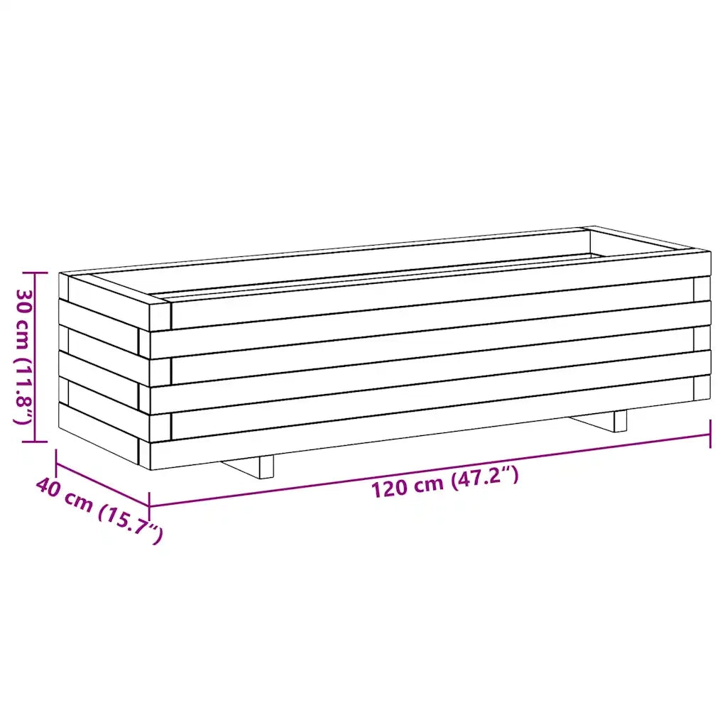 Fioriere | Cassetta per fiori | Letto Rialzato 120x40x30 cm in Legno Rettangolare