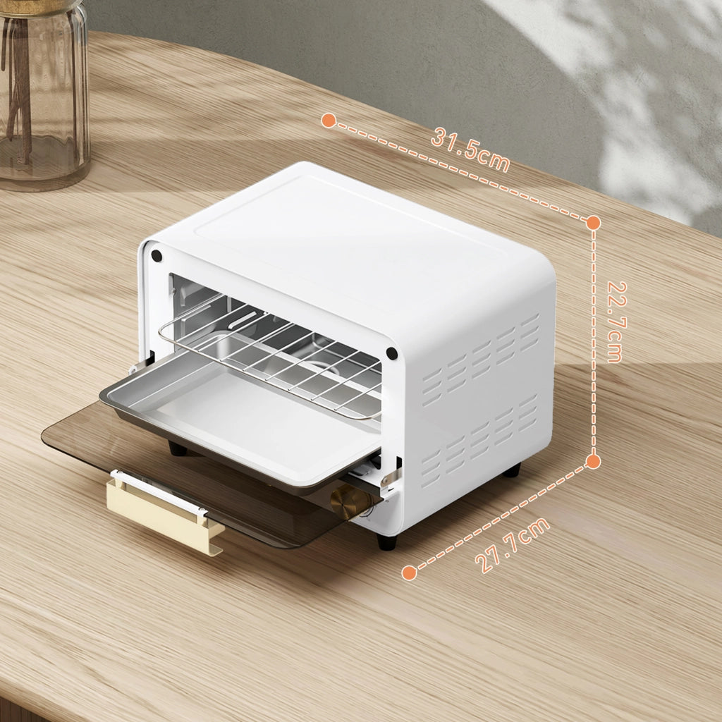 Fornetto Elettrico con Timer e Temperatura Regolabile ¨C zephmum ¨C Bianco e Oro, Acciaio e Plastica, 31.5x27.7x22.7 cm