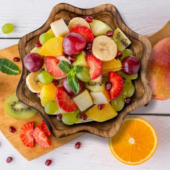 Servizio per insalate in legno naturale - ciotola profonda per insalate verdure e frutta, ideale per feste di famiglia - forma ottagonale