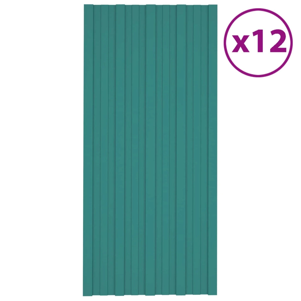 Pannello per tetto 12 pcs Verde 100 x 45 cm Acciaio zincato