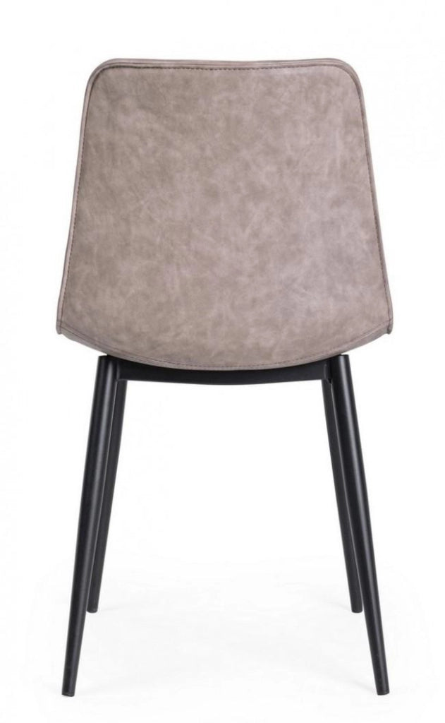 Set 2 Sedie 44x50x80 cm in Similpelle Nero e Beige