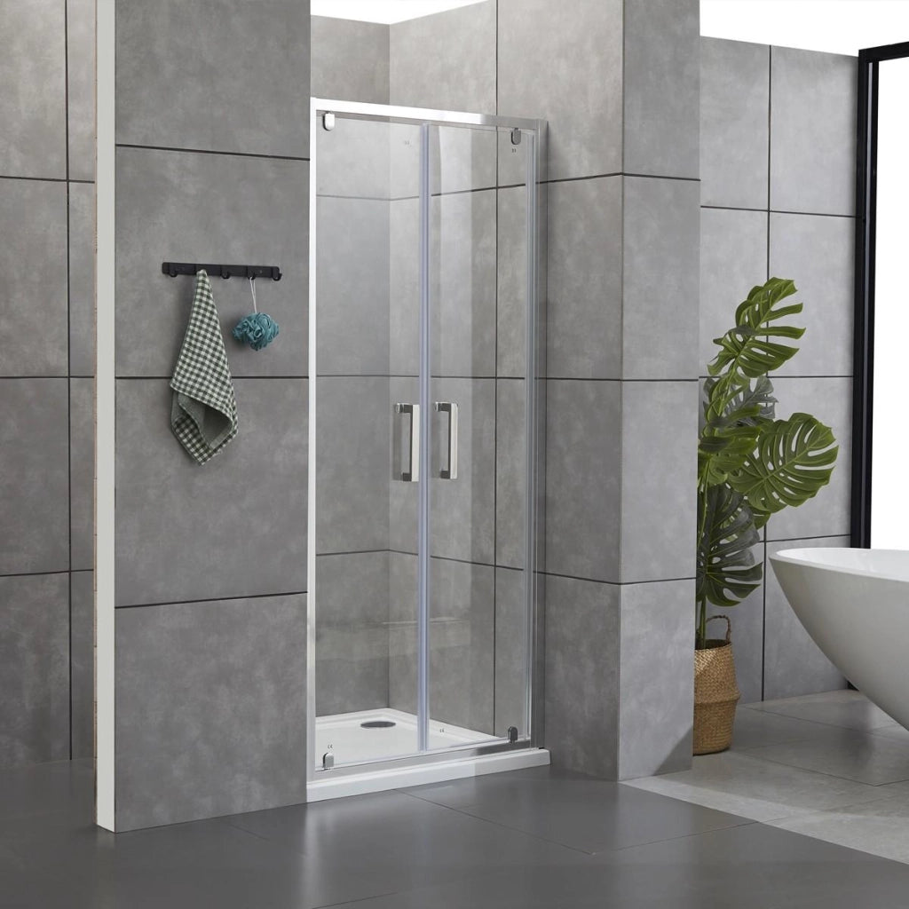 Porta Parete Doccia 120 cm 2 Ante Saloon in Cristallo Trasparente 6mm H195 Bonussi Giuly