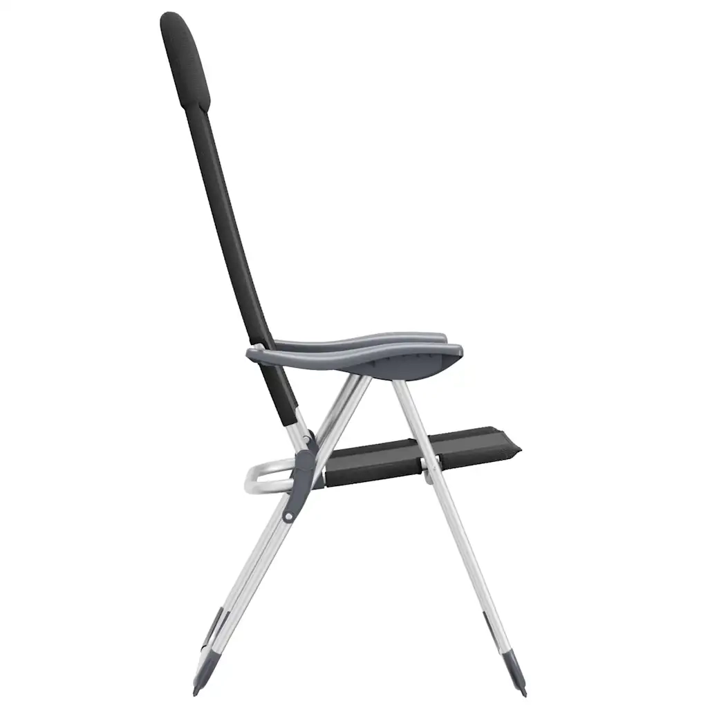 Sedie Pieghevoli da Campeggio 2 pz in Alluminio Nere 44305