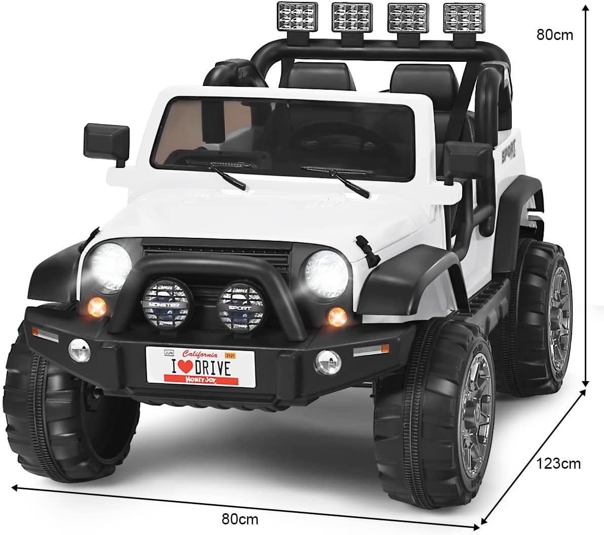 Auto Macchina Elettrica per Bambini 12V, Veicolo Elettrico a Batteria a 2 Posti, con Telecomando 2,4 G, Porta USB e AUX, per Bambini 3+ Anni (Bianco)
