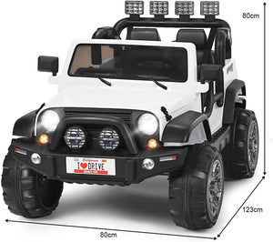 Auto Macchina Elettrica per Bambini 12V, Veicolo Elettrico a Batteria a 2 Posti, con Telecomando 2,4 G, Porta USB e AUX, per Bambini 3+ Anni (Bianco)