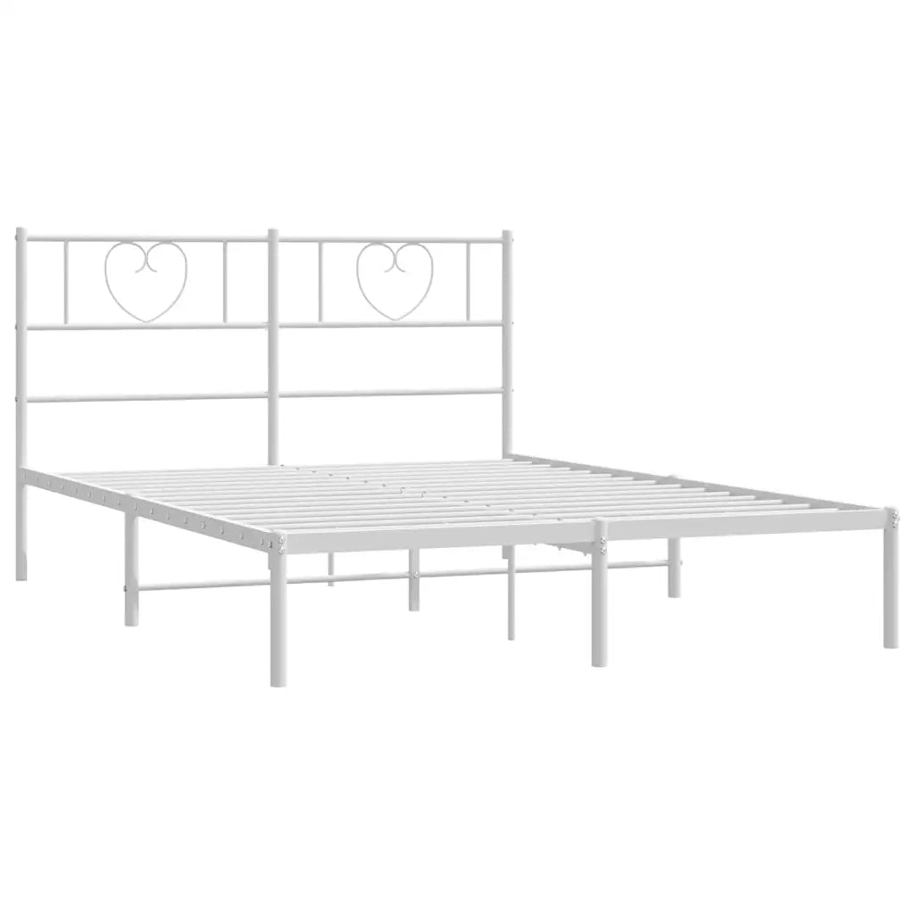 Letto matrimoniale | Letto per adulti | Giroletto con Testiera Metallo Bianco 150x200 cm