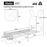 Lit LED per bambini con tabouret - Xylo - 90x200 cm - Rosa - Testiera regolabile
