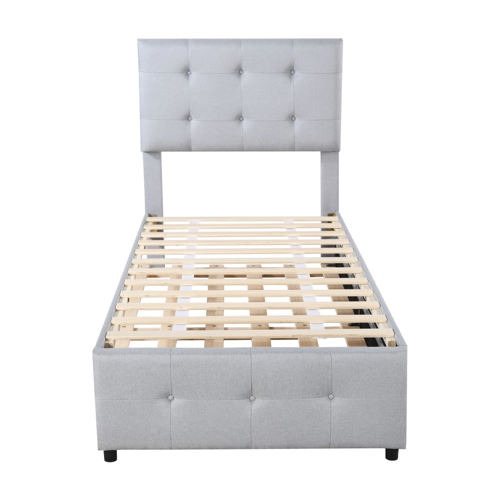 Letto imbottito 90x200 cm con letto estraibile; testiera regolabile; grigio