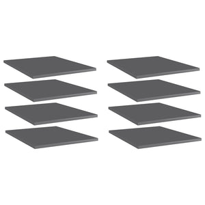 Ripiani per Libreria 8pz Grigio Lucido 40x50x1,5cm Multistrato 805201