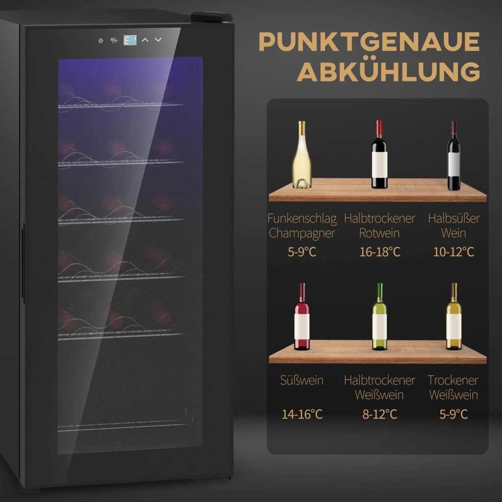Cantinetta per vini, compressore per 18 bottiglie, refrigeratore per bevande da 50 L con porta in vetro, 5-18 ¡ãC, refrigeratore per bottiglie con