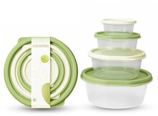 Contenitori alimentari premium con coperchi – aereostatici, stivibili, BPA liberi, resistenti al microonde e lavastoviglie, ideali per frigorifero e congelatore, contenitori di plastica per la preparazione delle pietanze (4 pezzi)
