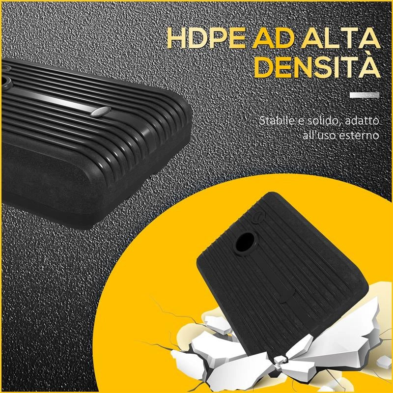 BASE OMBRELLONE GIARDINO RIEMPIBILE CON ACQUA E SABBIA 70-90 KG RUOTE E MANIGLIA IN HDPE 80X60 CM NERO