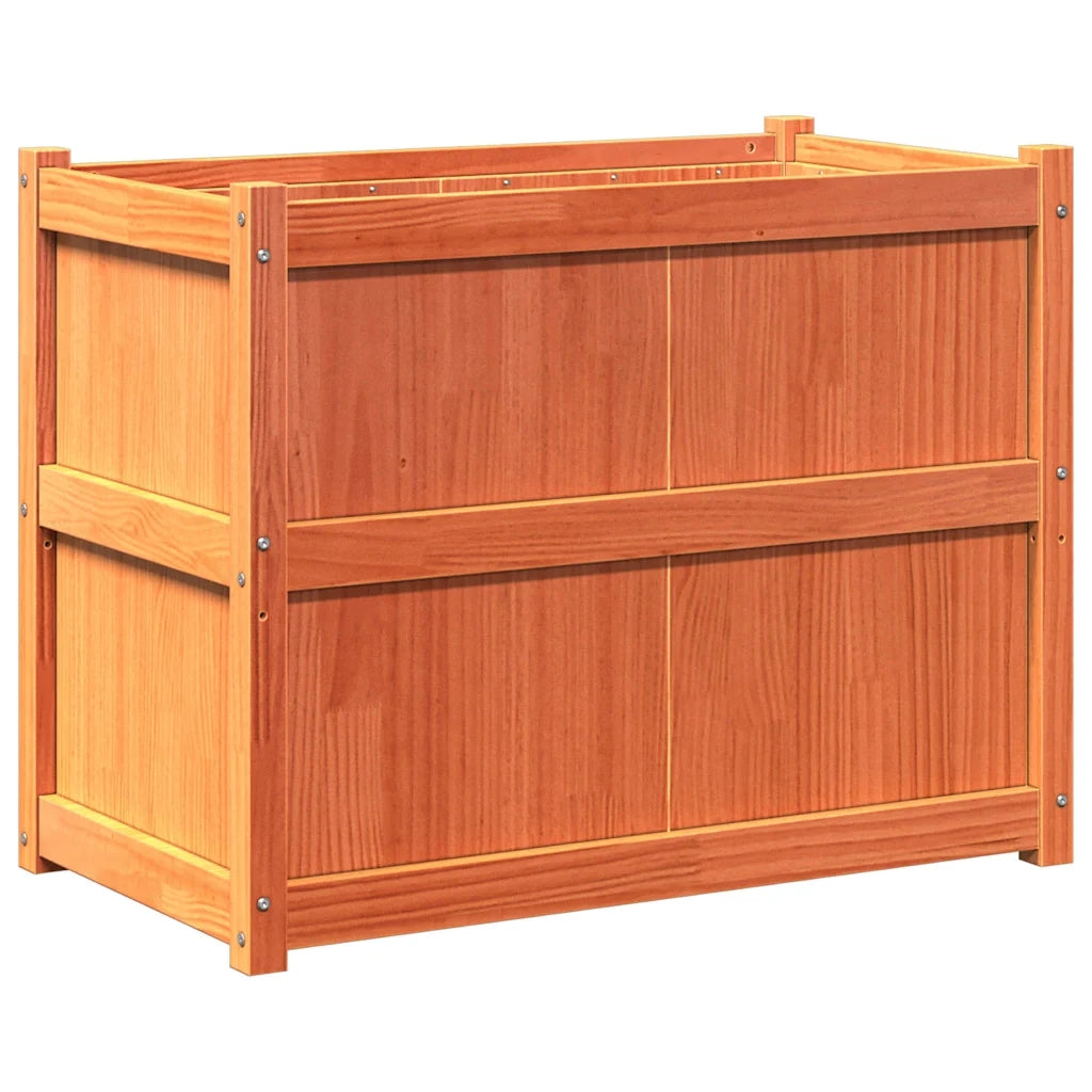 Fioriera | Cassetta per fiori | Vaso Giardino Marrone Cera 90x50x70 cm Legno Massello Pino