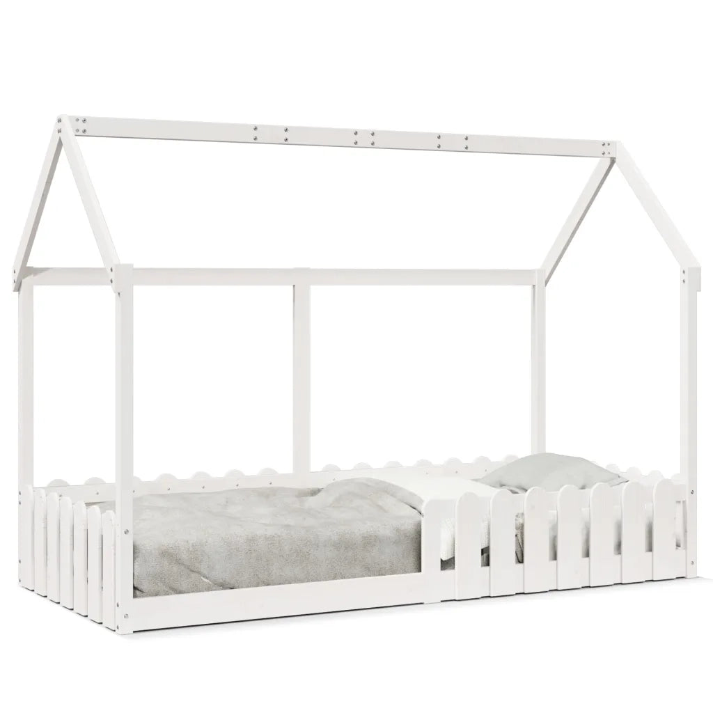 Giroletto Casetta Bambini | Letto Infantile | Lettino Bianco 90x200 cm Legno Massello Pino