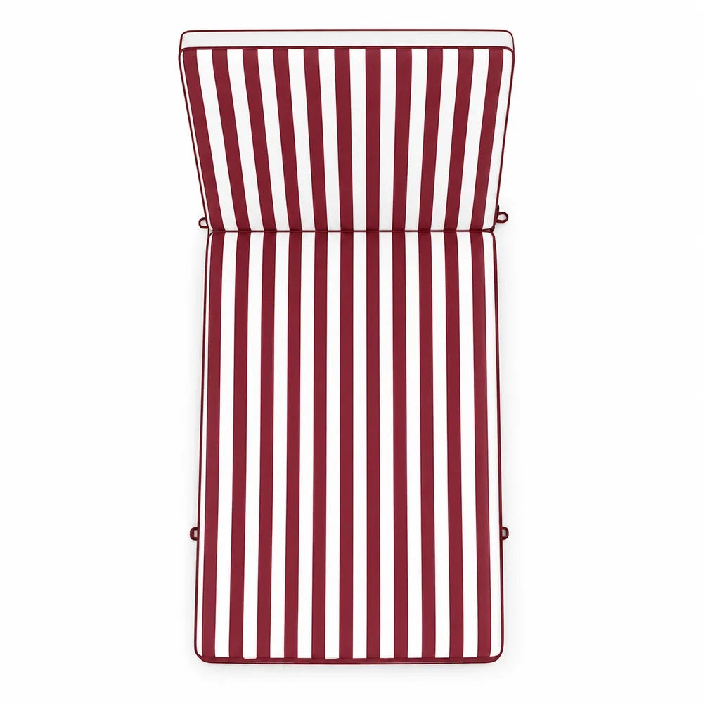 Cuscino per lettino da esterno 192x61 cm a righe con schienale reclinabile e velcro in poliestere – Bordeaux/Bianco