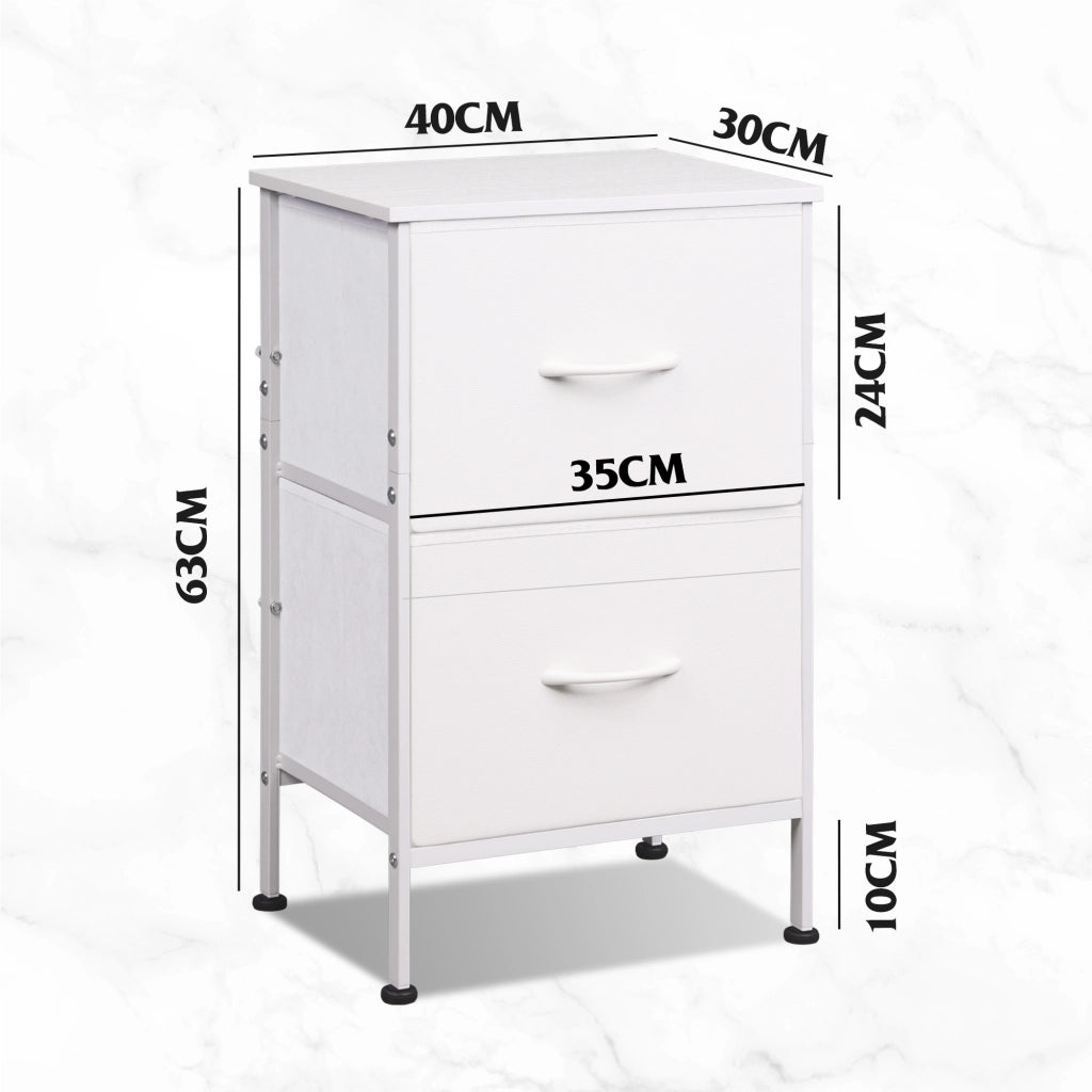 Cassettiera con 2 Cassetti ¨C Xylo ¨C Bianco Tessuto Metallo 60x40x