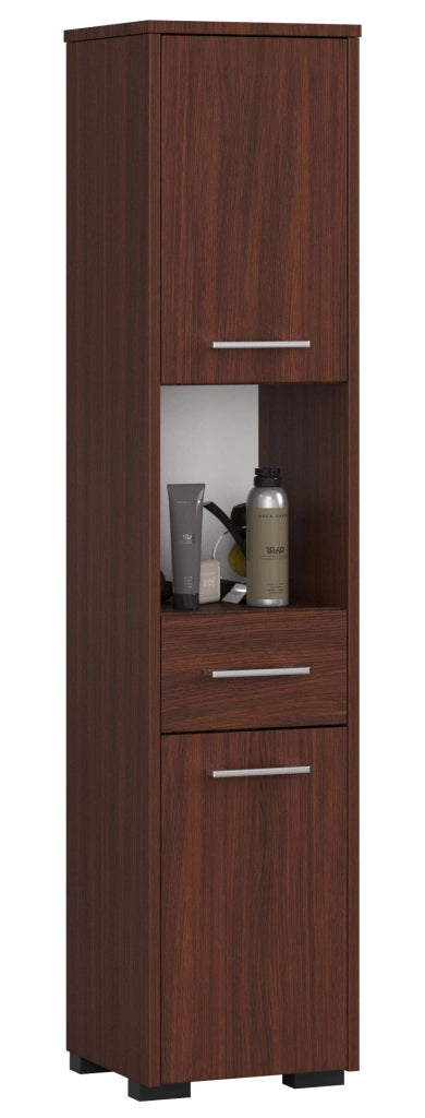 Colonna da bagno AKORD FIN Wengé 30 cm 2 ante 1 cassetto 30x30x140 cm