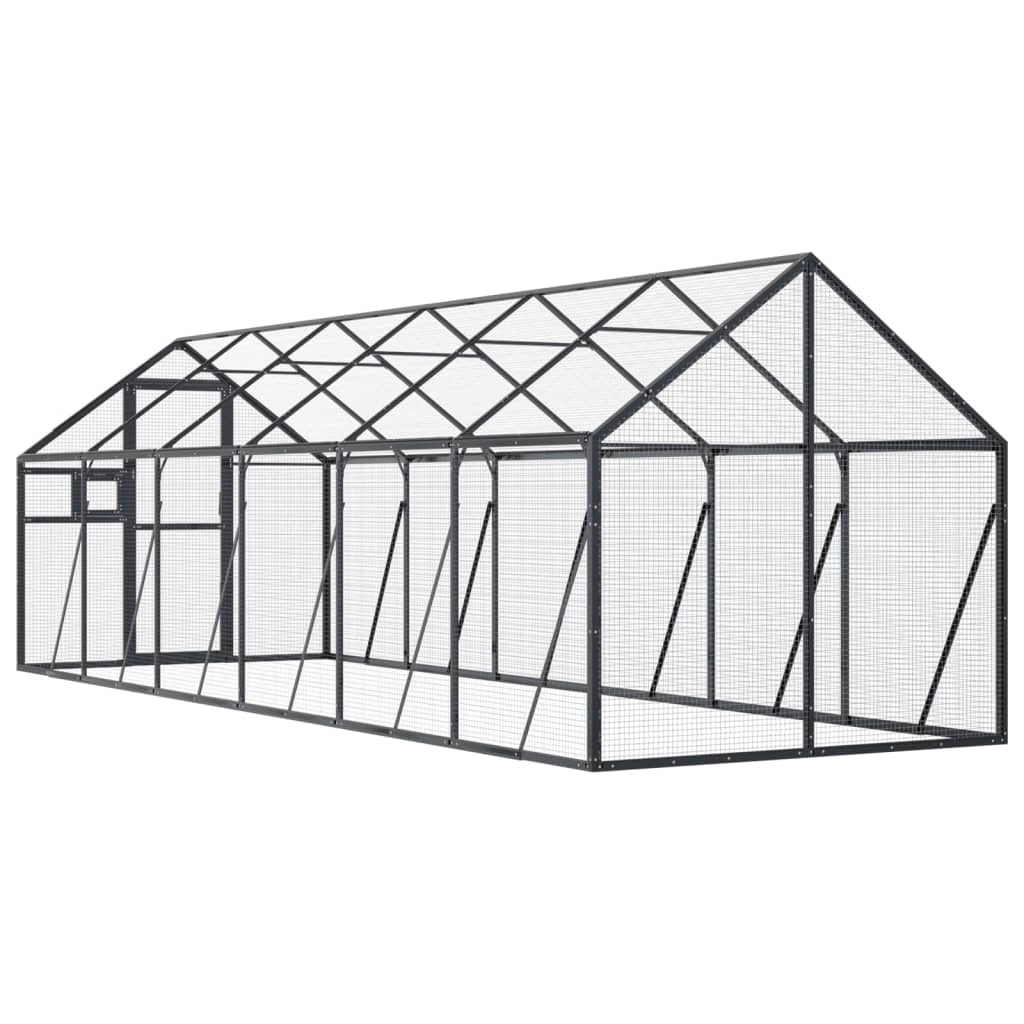 Voliera a gabbia 1,79 x 6 x 1,85 m alluminio antracite 02_0045635