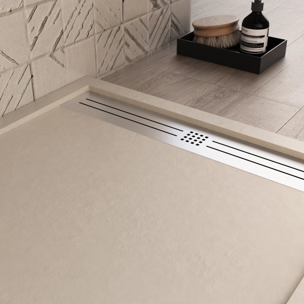 Piatto doccia in marmoresina crema effetto pietra cemento relax, misura 70x110