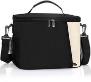 Borsa isolante per pranzo, 8,6L borsa impermeabile per pranzo, borsa con cinturino regolabile, apertura ampia, borsa termica per lavoro, picnic, scuola, nera
