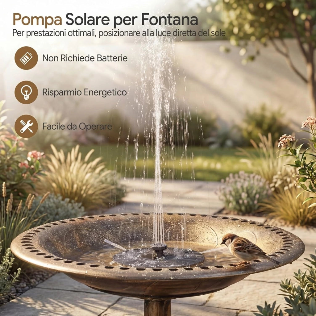 Mangiatoia per Uccelli da Esterno 2 in 1, Vasca per Uccelli con 6 Tipi di Ugelli, Base Robusta e Picchetti, Fontana Moderno Resistente alle Intemperie per Giardino e Cortile