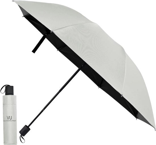 Paraplu da viaggio impermeabile con protezione UV - Compatta, leggera e automatica - Robusta e portatile - Ombrello a zaino pieghevole per pioggia - Adatta a uomini e donne in Ivoia Bianco