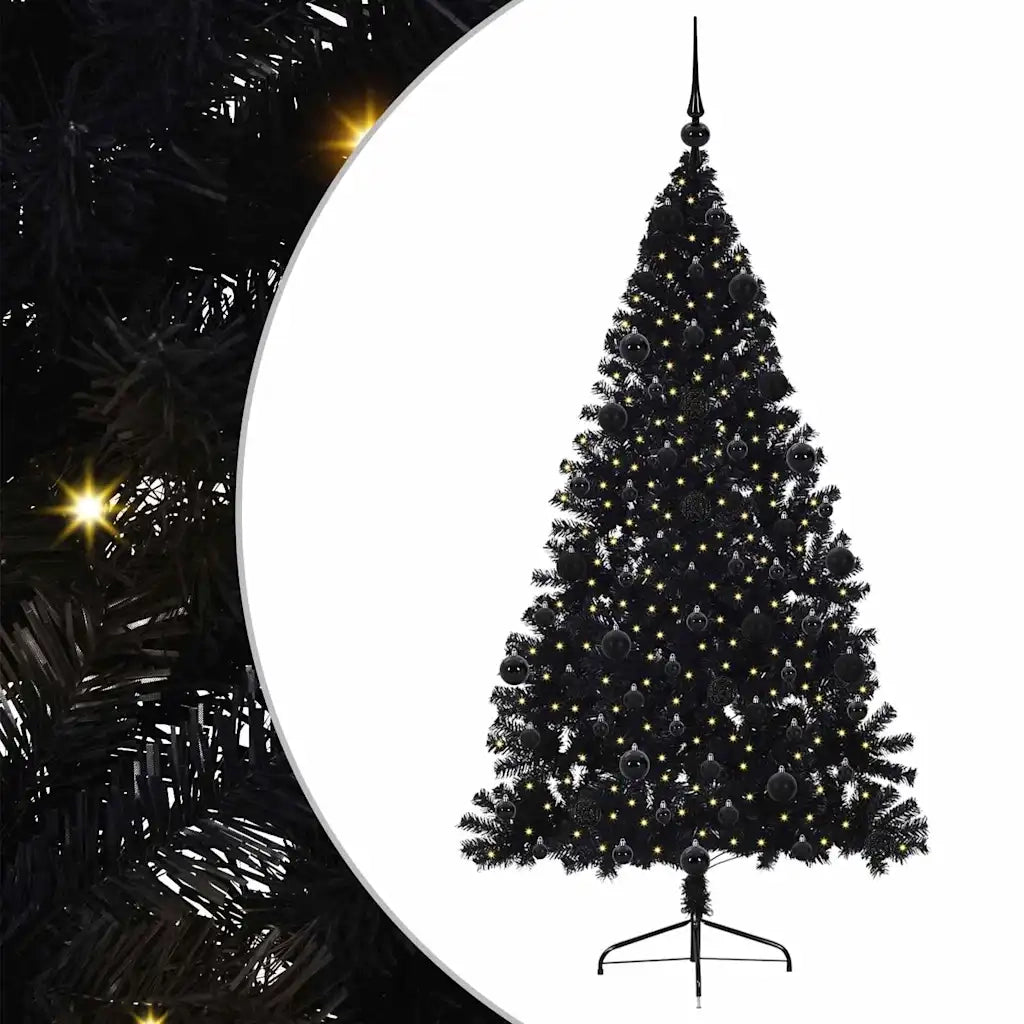 Albero di Natale artificiale con luci integrate Nero 210 cm PVC 3397155