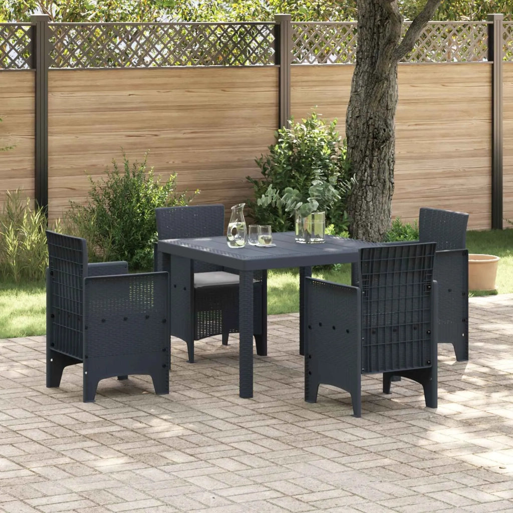 Set da Pranzo per Giardino 5 pcs Antracite Polipropilene