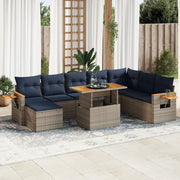 Divano Giardino 10 pz con Cuscini Grigio in Polyrattan Acacia