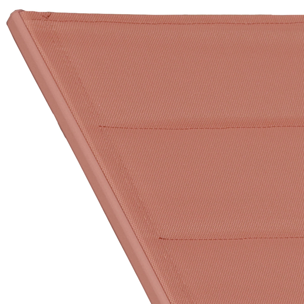Set di 2 lettini BARBADOS eTavolino in textilene terracotta - alluminio terracotta